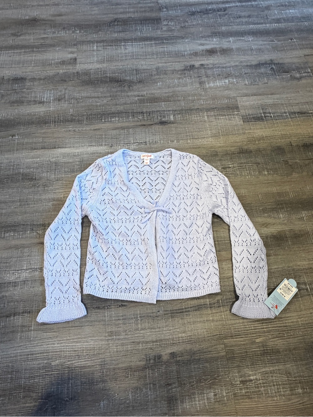 Cat & Jack Lavender Openwork Tie-Front Cardigan Sweater
